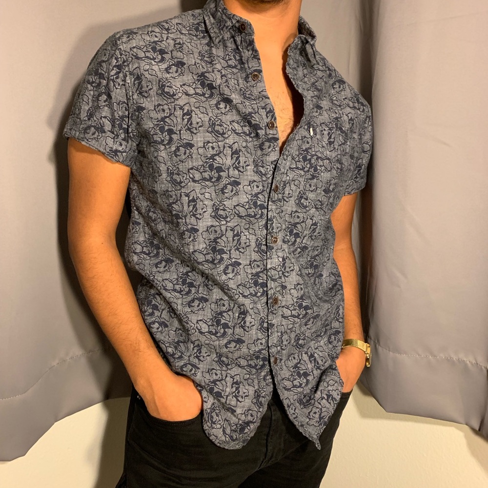 Grey/black button down